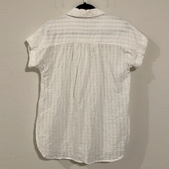 Beachlunchlounge Women's Button Front Shirt Medium White Gingham Cotton Modest - Picture 9 of 16